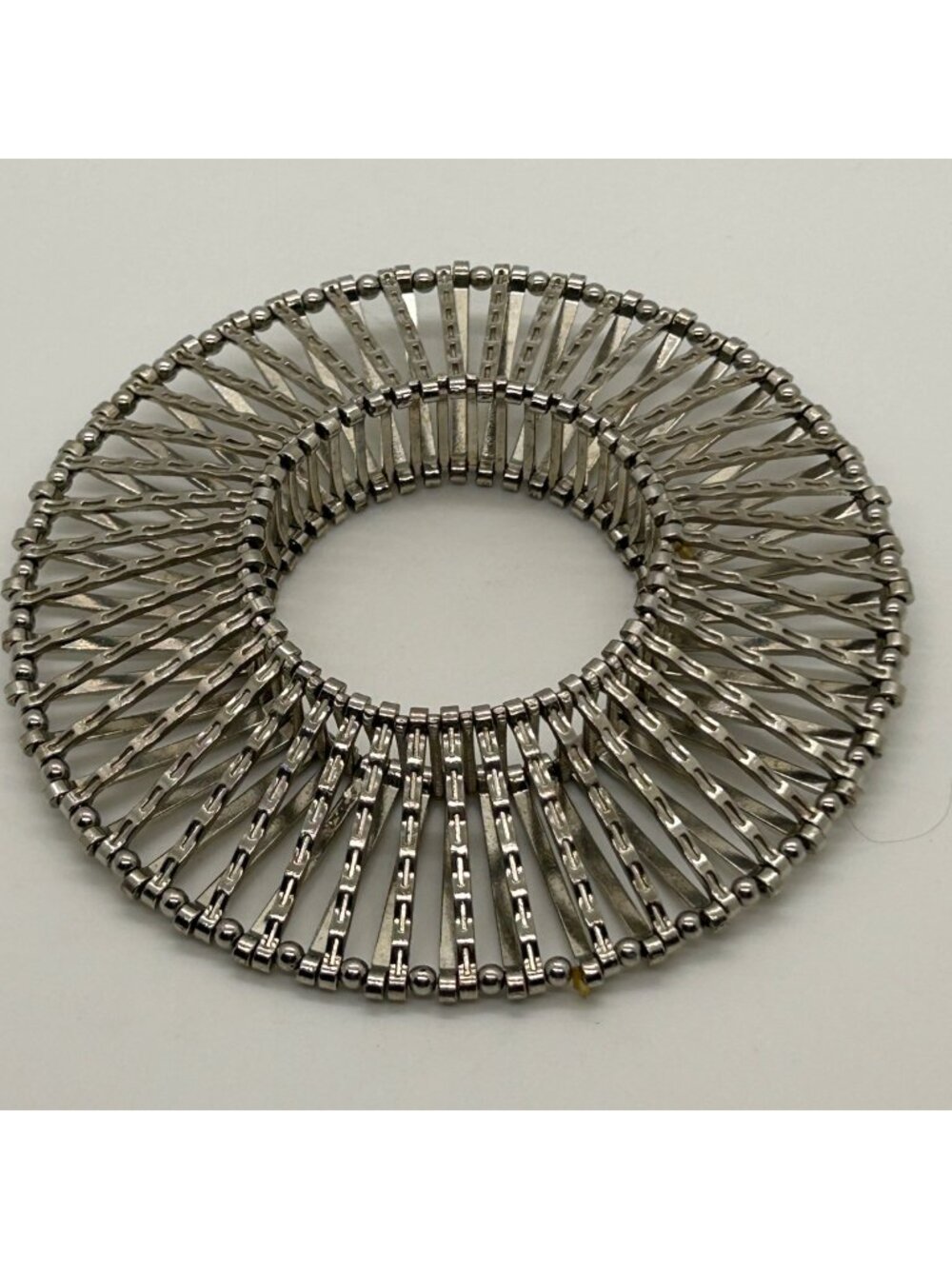 Vintage Art Deco Metal Stretch Bracelet Hair Band Industrial Accordion Design